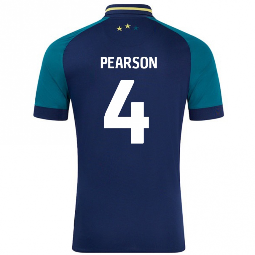 Kids Football Matty Pearson #4 Navy Dark Green Away Jersey 2024/25 T-Shirt Australia