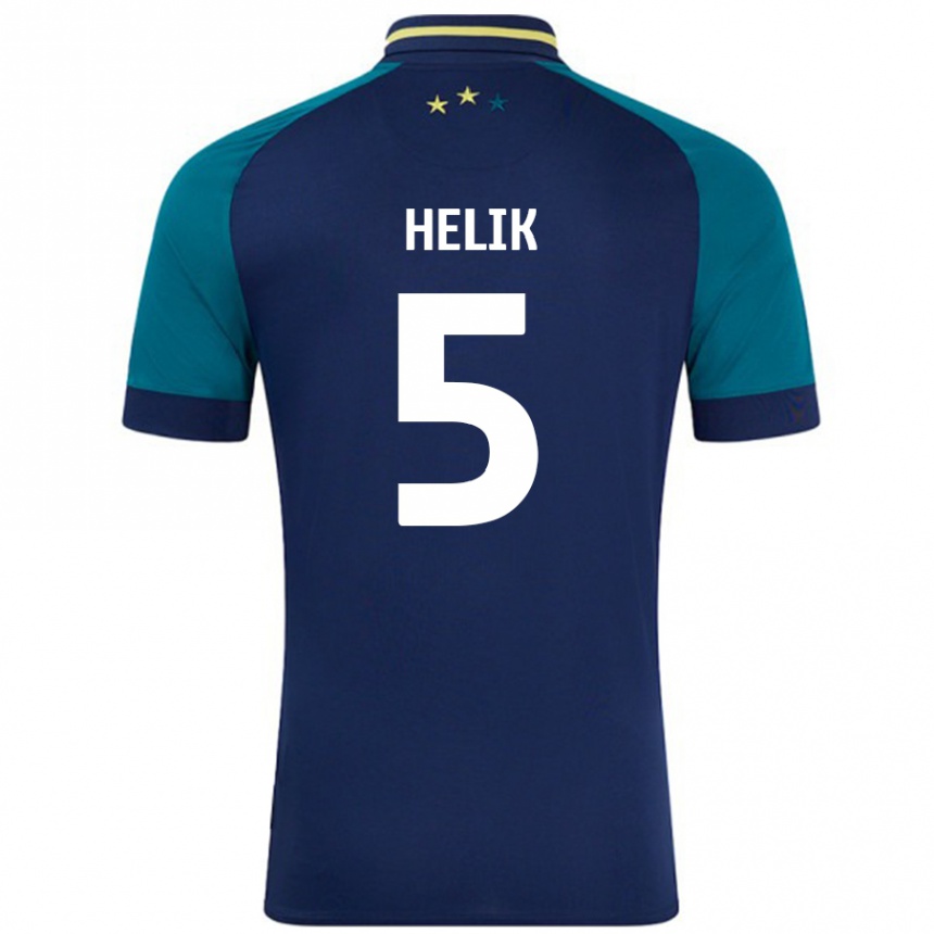 Kids Football Michal Helik #5 Navy Dark Green Away Jersey 2024/25 T-Shirt Australia