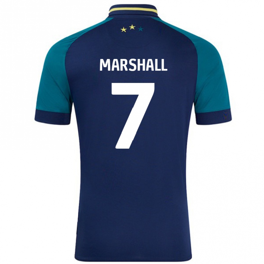 Kids Football Callum Marshall #7 Navy Dark Green Away Jersey 2024/25 T-Shirt Australia