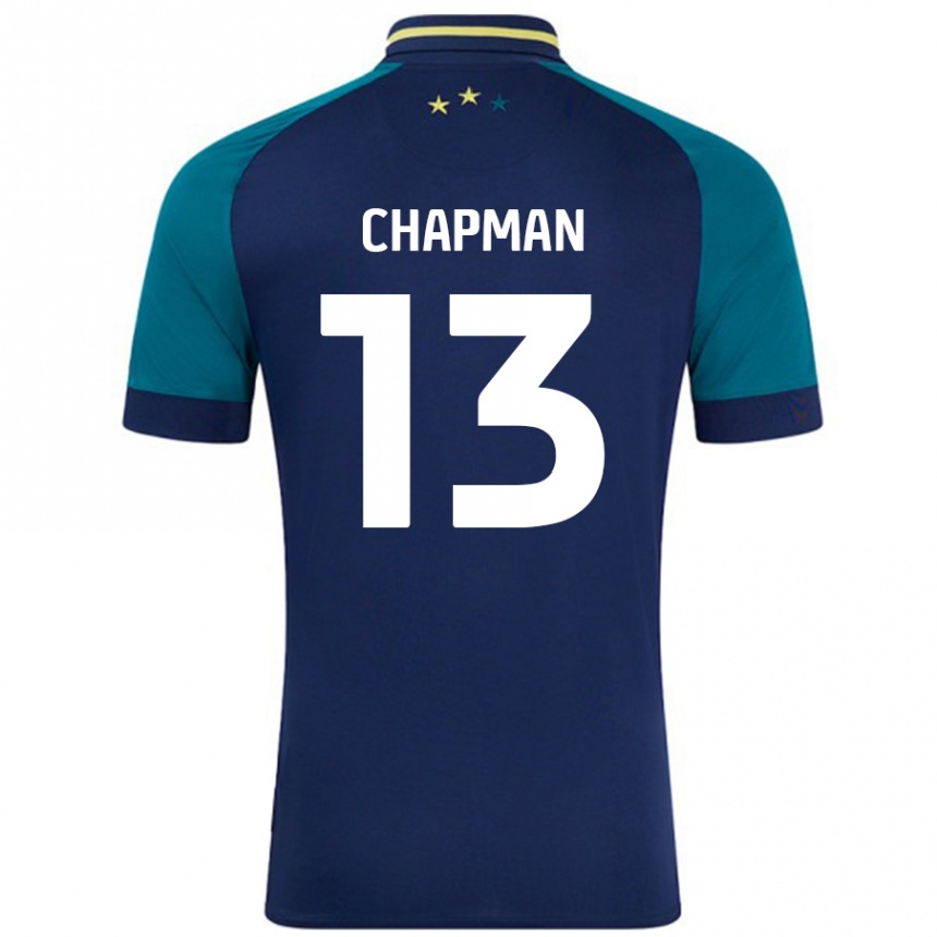 Kids Football Jacob Chapman #13 Navy Dark Green Away Jersey 2024/25 T-Shirt Australia