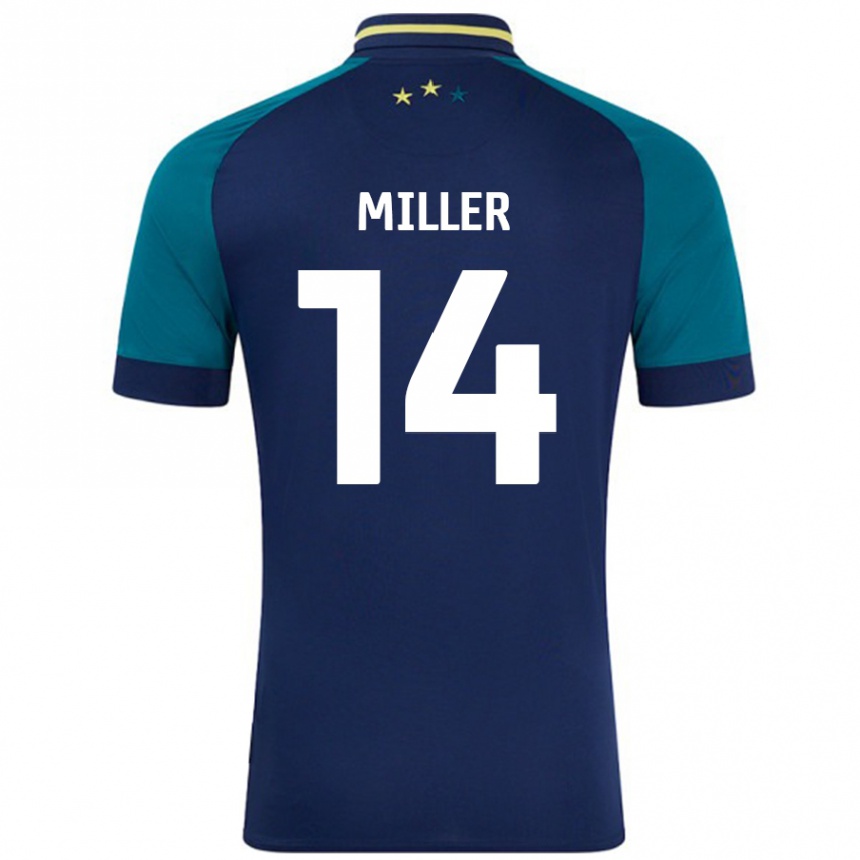 Kids Football Mickel Miller #14 Navy Dark Green Away Jersey 2024/25 T-Shirt Australia