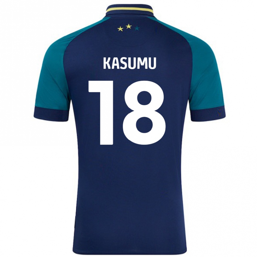 Kids Football David Kasumu #18 Navy Dark Green Away Jersey 2024/25 T-Shirt Australia