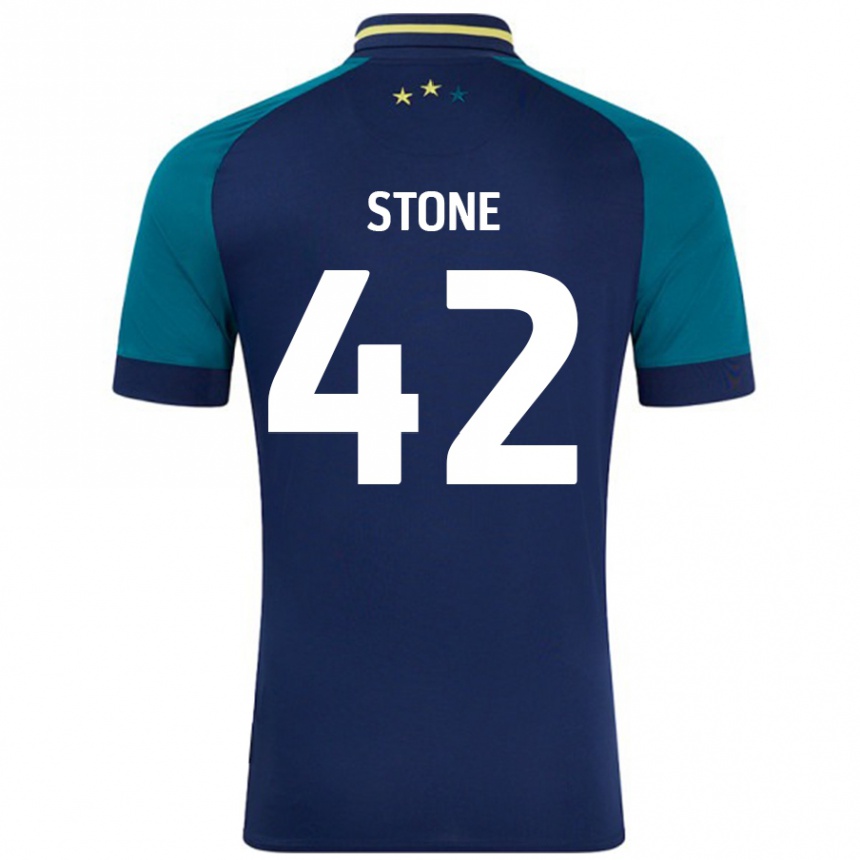 Kids Football Michael Stone #42 Navy Dark Green Away Jersey 2024/25 T-Shirt Australia