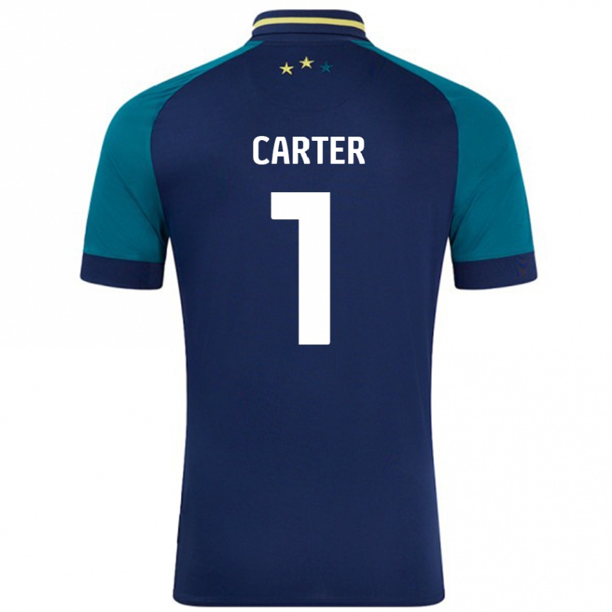 Kids Football Laura Carter #1 Navy Dark Green Away Jersey 2024/25 T-Shirt Australia