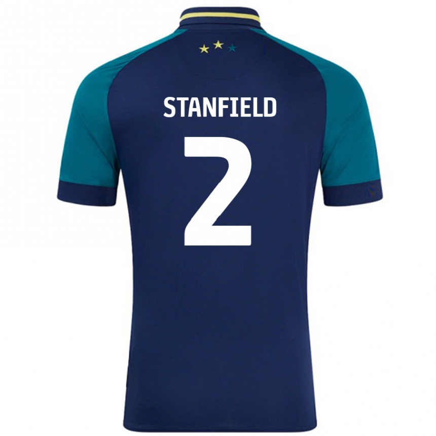 Kids Football Beth Stanfield #2 Navy Dark Green Away Jersey 2024/25 T-Shirt Australia