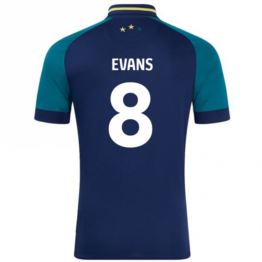 Kids Football Charley Evans #8 Navy Dark Green Away Jersey 2024/25 T-Shirt Australia