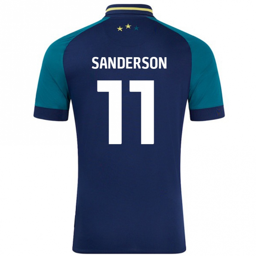 Kids Football Brittany Sanderson #11 Navy Dark Green Away Jersey 2024/25 T-Shirt Australia