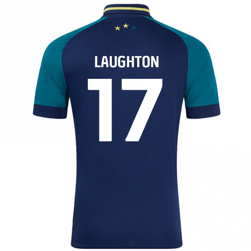 Kids Football Zoe Laughton #17 Navy Dark Green Away Jersey 2024/25 T-Shirt Australia