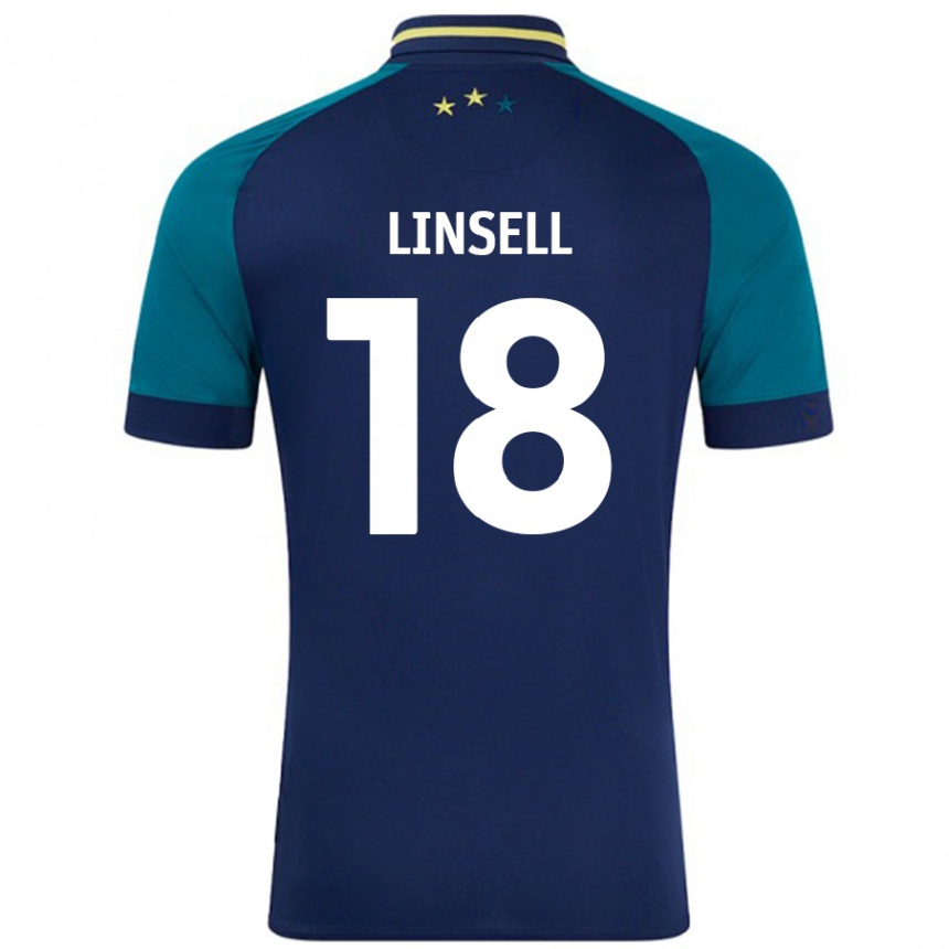 Kids Football Alice Linsell #18 Navy Dark Green Away Jersey 2024/25 T-Shirt Australia