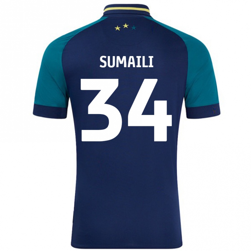 Kids Football Falone Sumaili #34 Navy Dark Green Away Jersey 2024/25 T-Shirt Australia