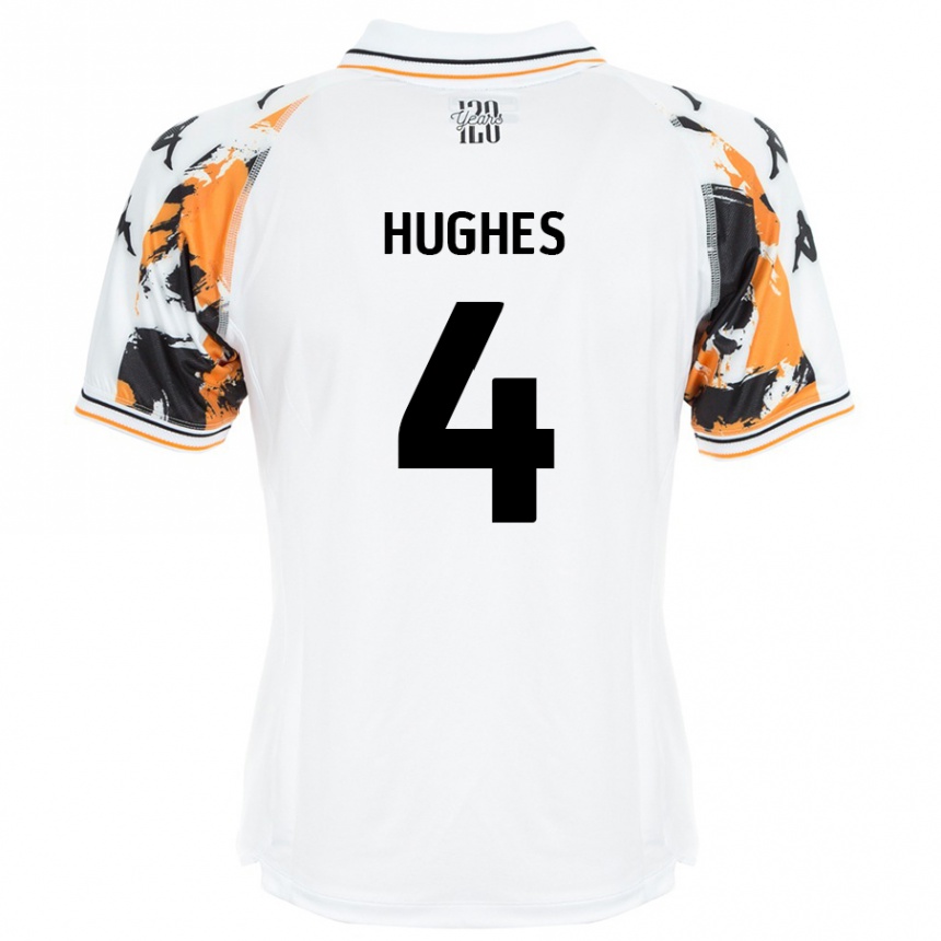 Kids Football Charlie Hughes #4 White Away Jersey 2024/25 T-Shirt Australia