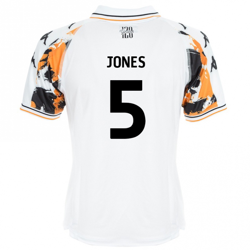 Kids Football Alfie Jones #5 White Away Jersey 2024/25 T-Shirt Australia