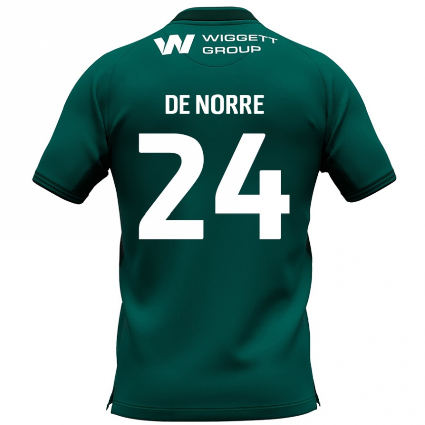 Kids Football Casper De Norre #24 Green Away Jersey 2024/25 T-Shirt Australia