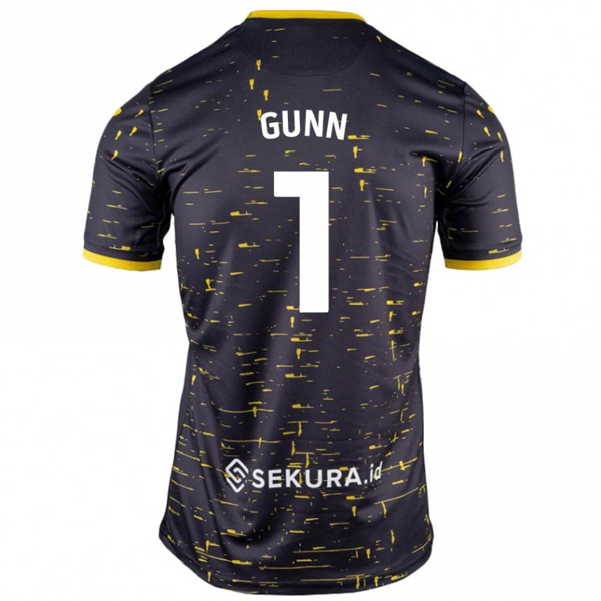 Kids Football Angus Gunn #1 Black Yellow Away Jersey 2024/25 T-Shirt Australia