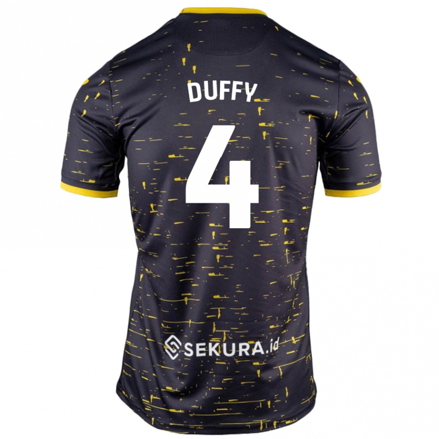 Kids Football Shane Duffy #4 Black Yellow Away Jersey 2024/25 T-Shirt Australia