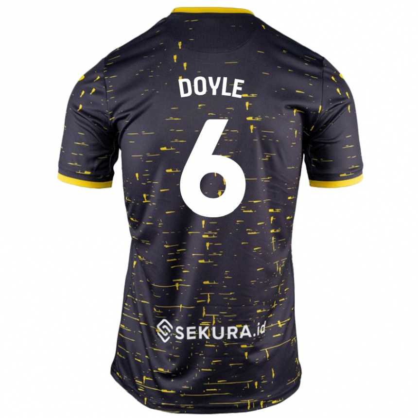 Kids Football Callum Doyle #6 Black Yellow Away Jersey 2024/25 T-Shirt Australia