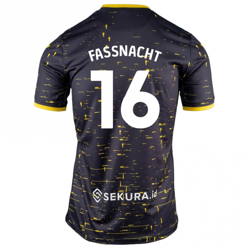 Kids Football Christian Fassnacht #16 Black Yellow Away Jersey 2024/25 T-Shirt Australia