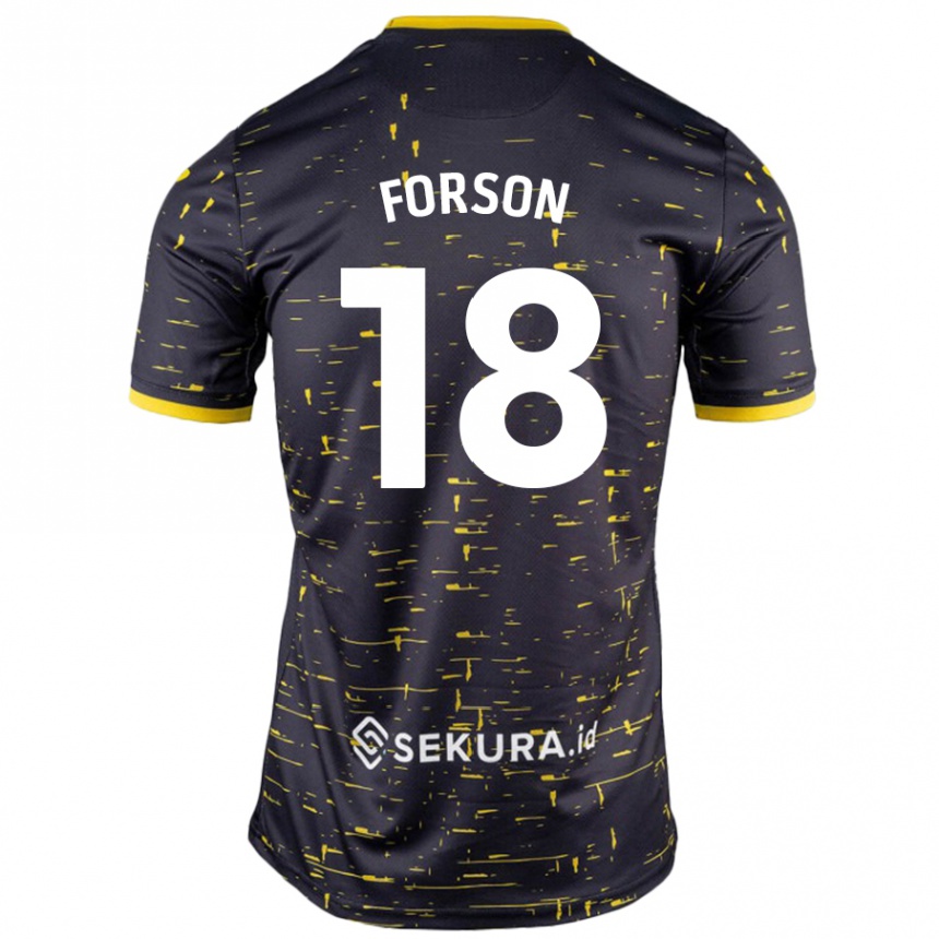 Kids Football Amankwah Forson #18 Black Yellow Away Jersey 2024/25 T-Shirt Australia