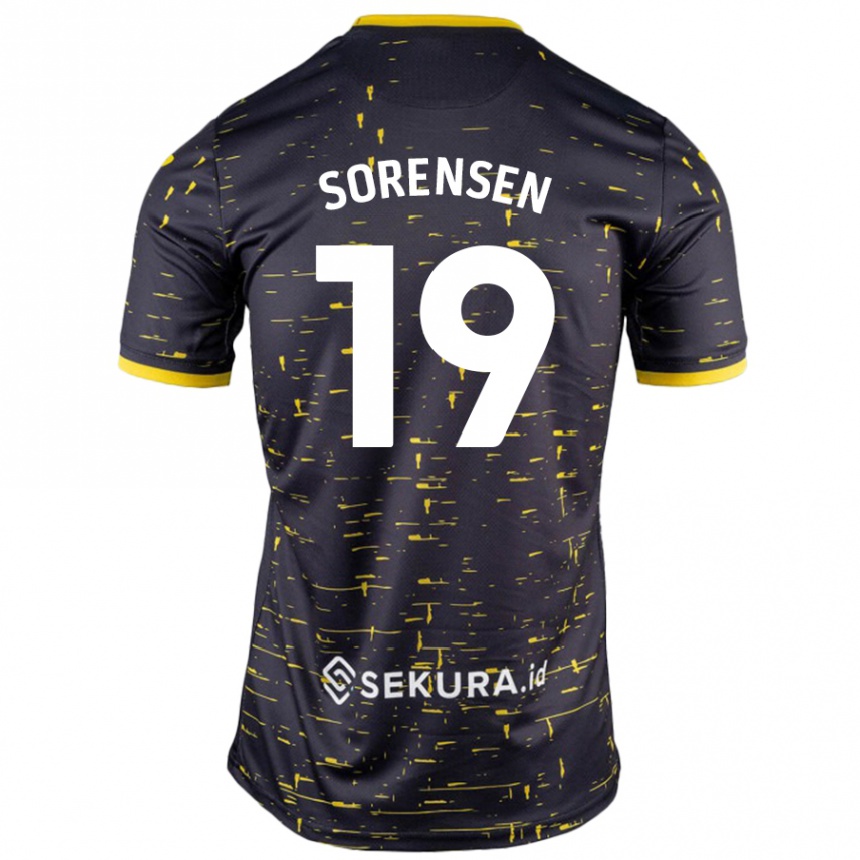 Kids Football Jacob Lungi Sørensen #19 Black Yellow Away Jersey 2024/25 T-Shirt Australia