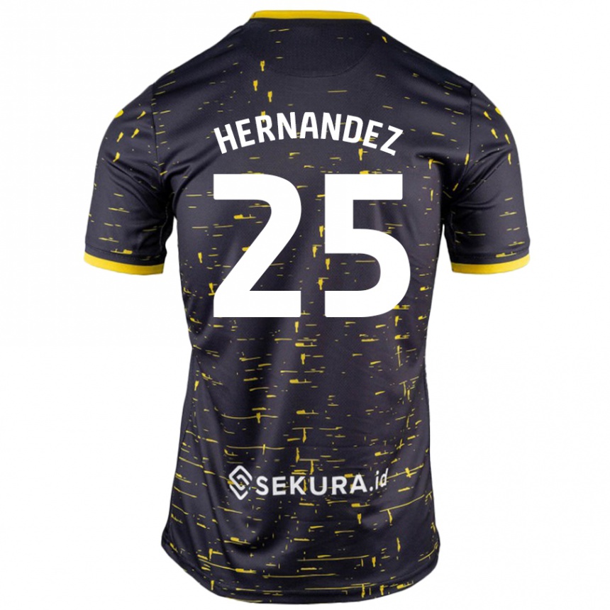 Kids Football Onel Hernández #25 Black Yellow Away Jersey 2024/25 T-Shirt Australia