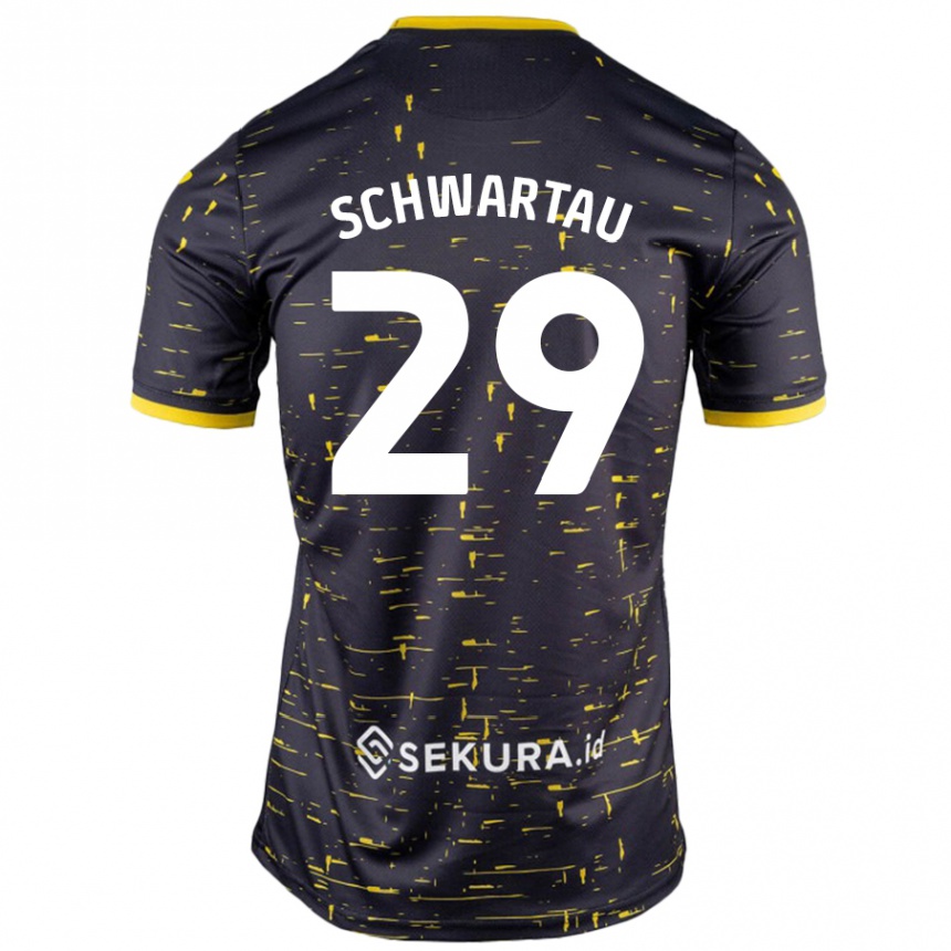 Kids Football Oscar Schwartau #29 Black Yellow Away Jersey 2024/25 T-Shirt Australia