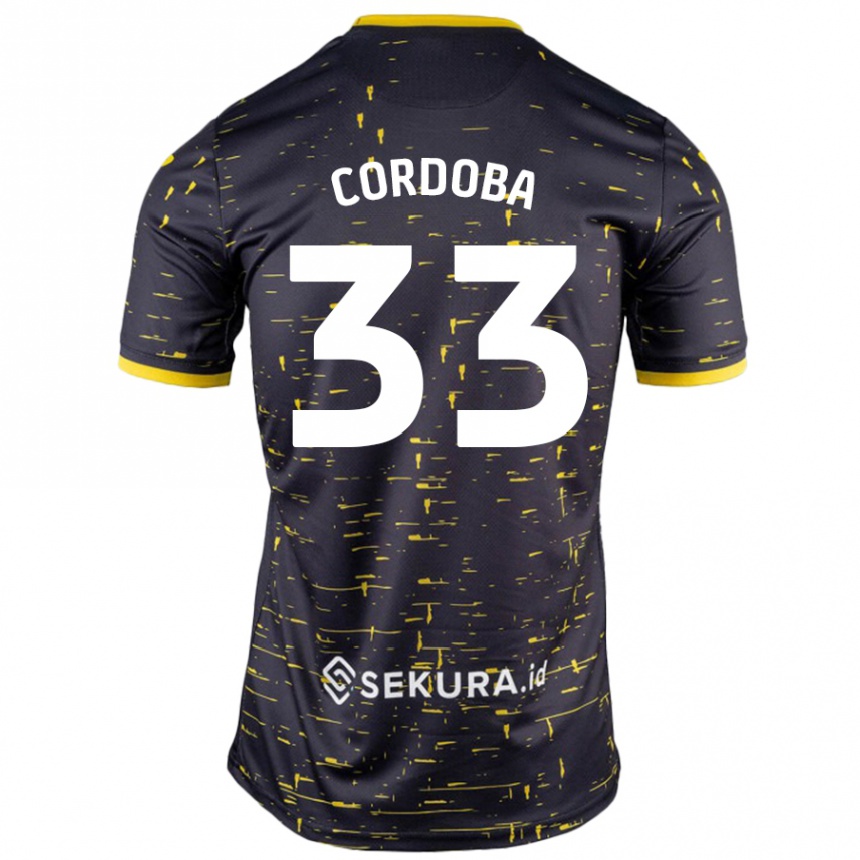 Kids Football José Córdoba #33 Black Yellow Away Jersey 2024/25 T-Shirt Australia