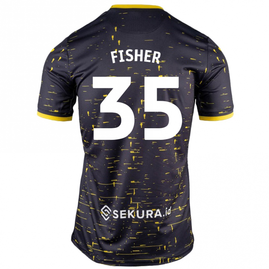 Kids Football Kellen Fisher #35 Black Yellow Away Jersey 2024/25 T-Shirt Australia