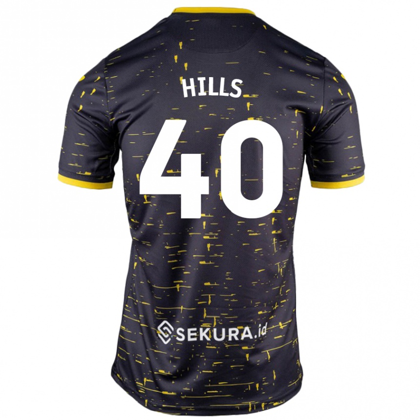 Kids Football Brad Hills #40 Black Yellow Away Jersey 2024/25 T-Shirt Australia