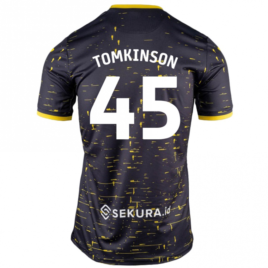 Kids Football Jonathan Tomkinson #45 Black Yellow Away Jersey 2024/25 T-Shirt Australia