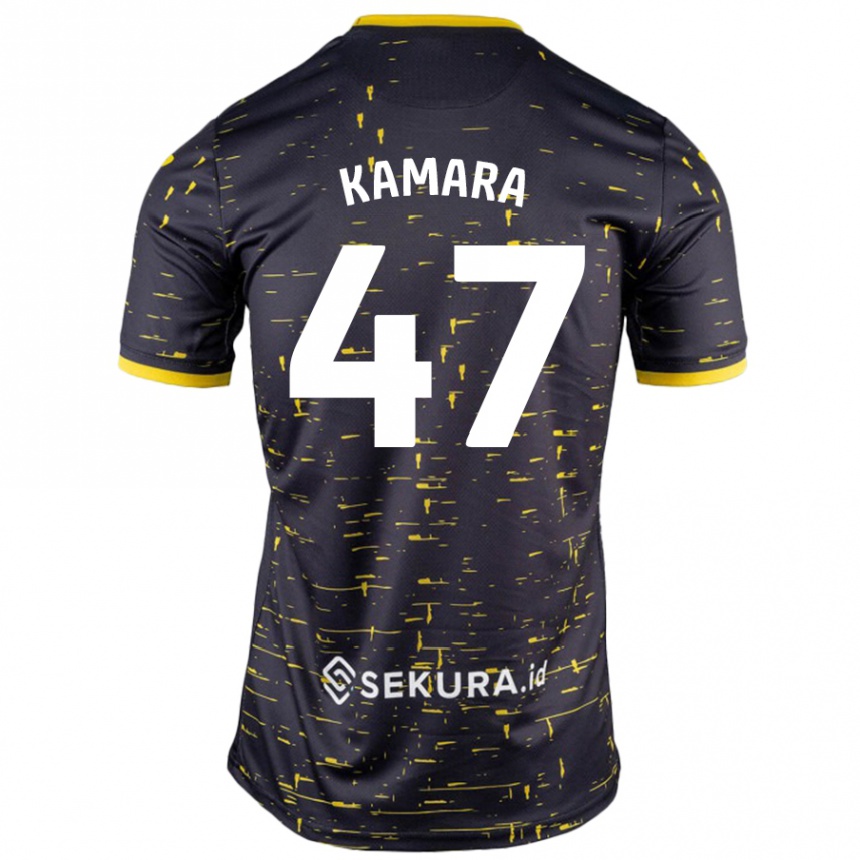 Kids Football Abu Kamara #47 Black Yellow Away Jersey 2024/25 T-Shirt Australia