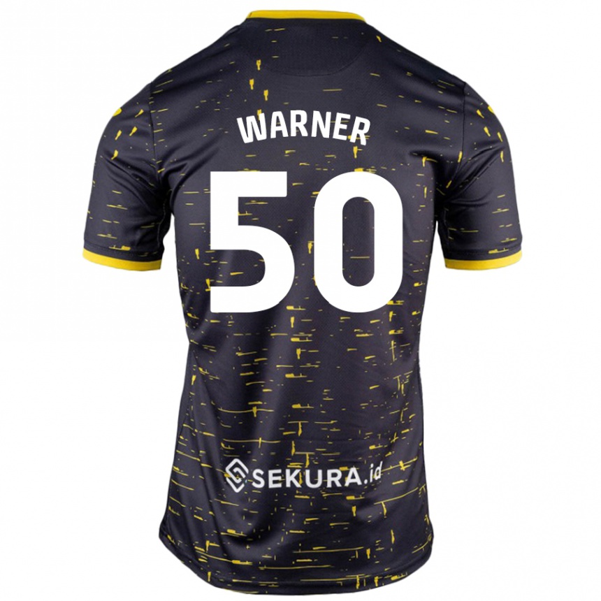 Kids Football Jaden Warner #50 Black Yellow Away Jersey 2024/25 T-Shirt Australia