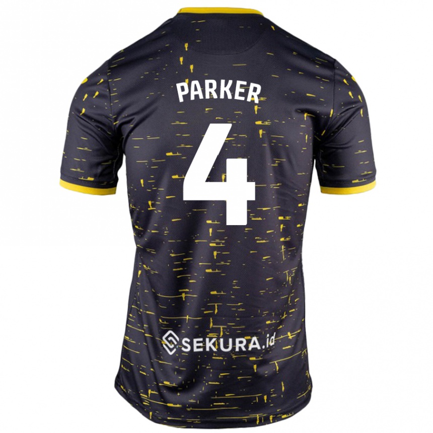 Kids Football Alice Parker #4 Black Yellow Away Jersey 2024/25 T-Shirt Australia