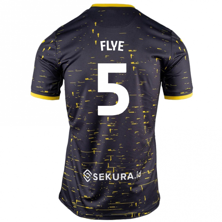 Kids Football Ceri Flye #5 Black Yellow Away Jersey 2024/25 T-Shirt Australia