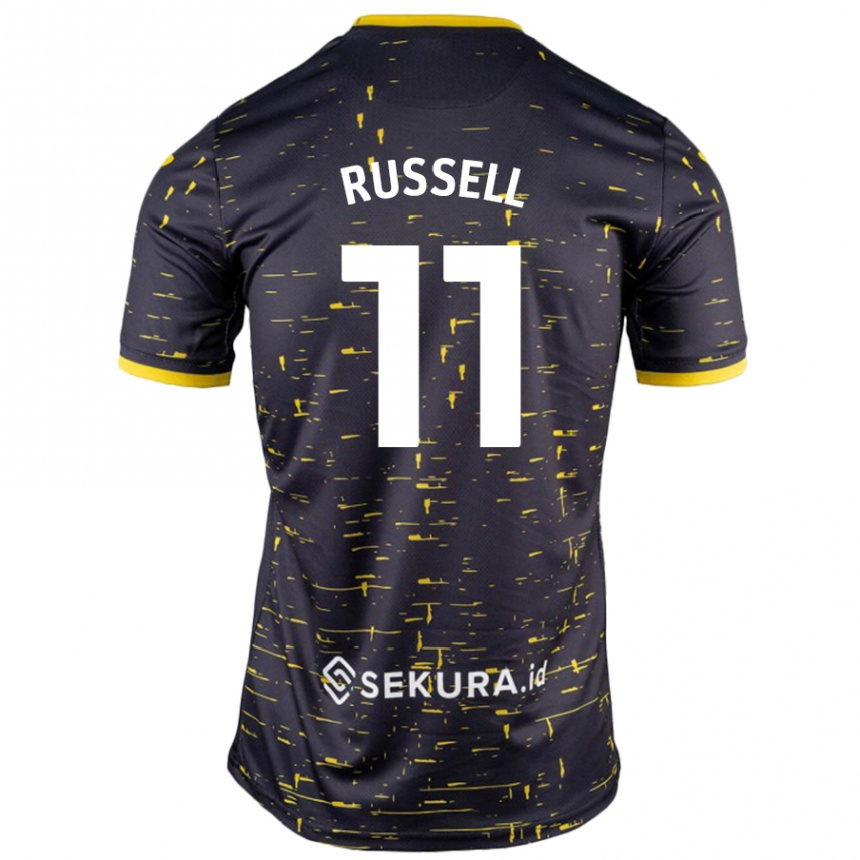 Kids Football Rebecca Russell #11 Black Yellow Away Jersey 2024/25 T-Shirt Australia