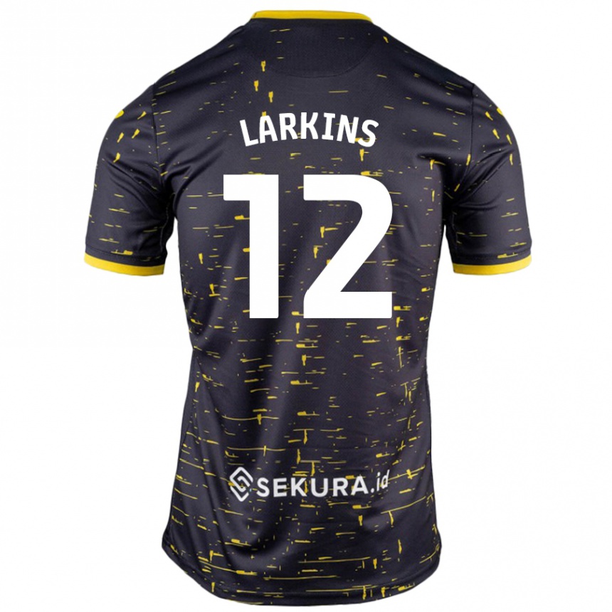 Kids Football Anna Larkins #12 Black Yellow Away Jersey 2024/25 T-Shirt Australia