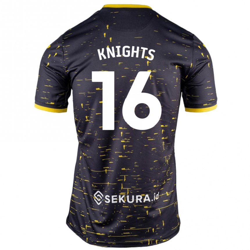 Kids Football Katie Knights #16 Black Yellow Away Jersey 2024/25 T-Shirt Australia