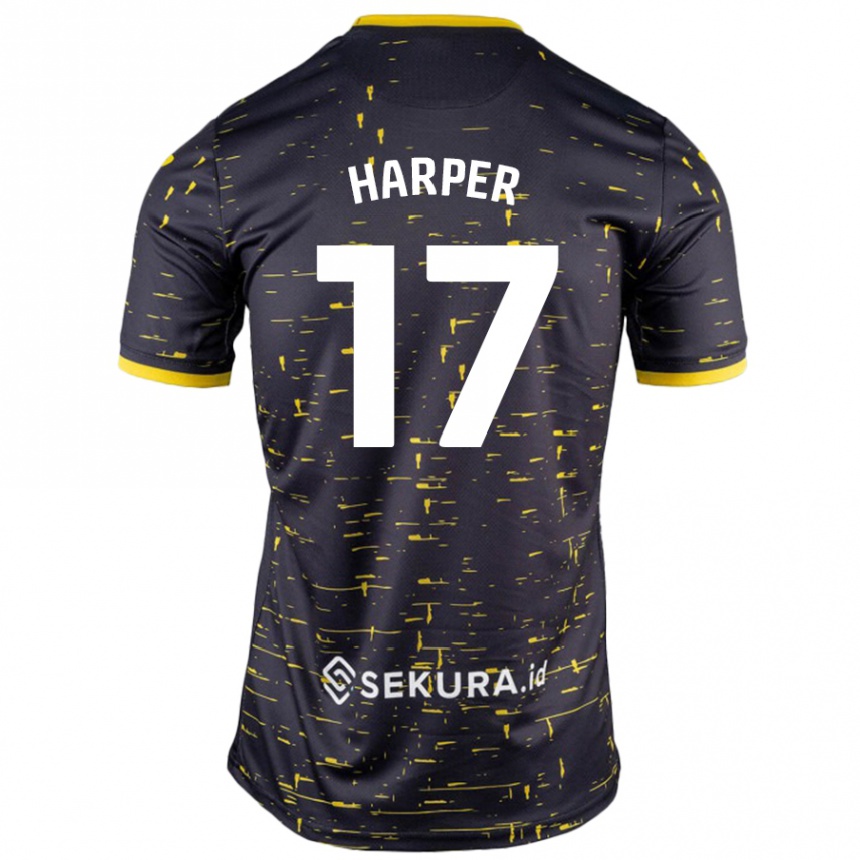 Kids Football Jess Harper #17 Black Yellow Away Jersey 2024/25 T-Shirt Australia