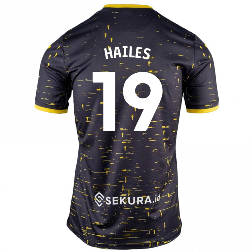 Kids Football Lauren Hailes #19 Black Yellow Away Jersey 2024/25 T-Shirt Australia