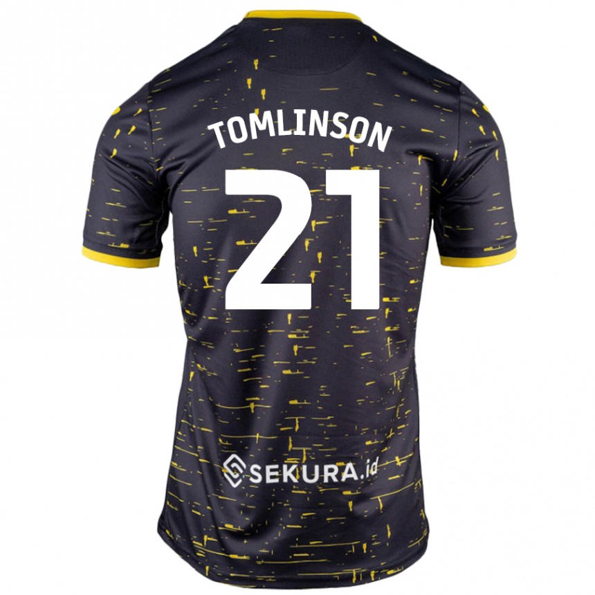 Kids Football Lauren Tomlinson #21 Black Yellow Away Jersey 2024/25 T-Shirt Australia