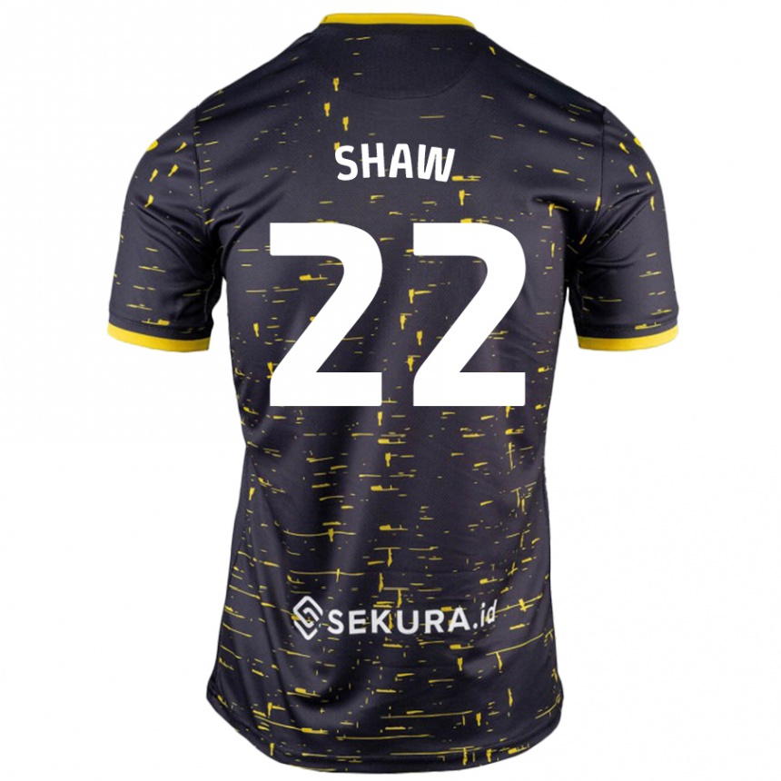 Kids Football Shannon Shaw #22 Black Yellow Away Jersey 2024/25 T-Shirt Australia