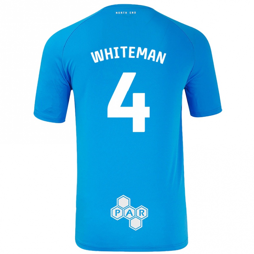 Kids Football Ben Whiteman #4 Sky Blue Away Jersey 2024/25 T-Shirt Australia