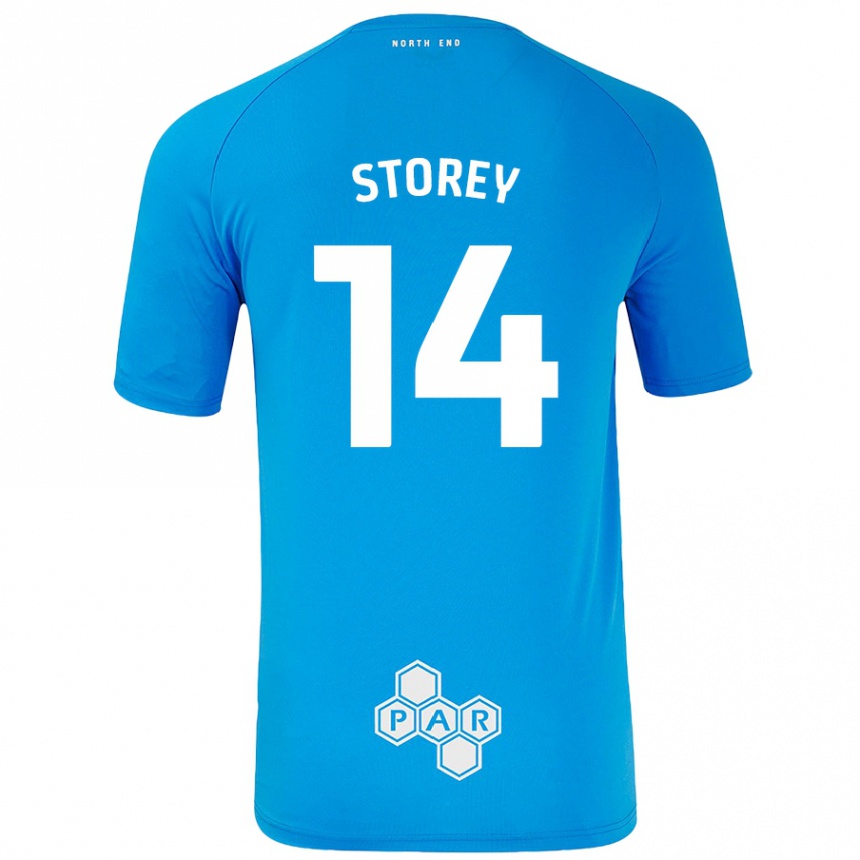 Kids Football Jordan Storey #14 Sky Blue Away Jersey 2024/25 T-Shirt Australia