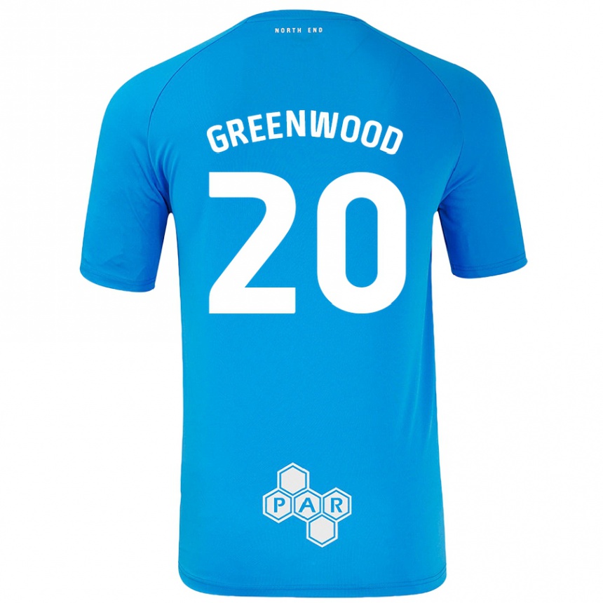 Kids Football Sam Greenwood #20 Sky Blue Away Jersey 2024/25 T-Shirt Australia