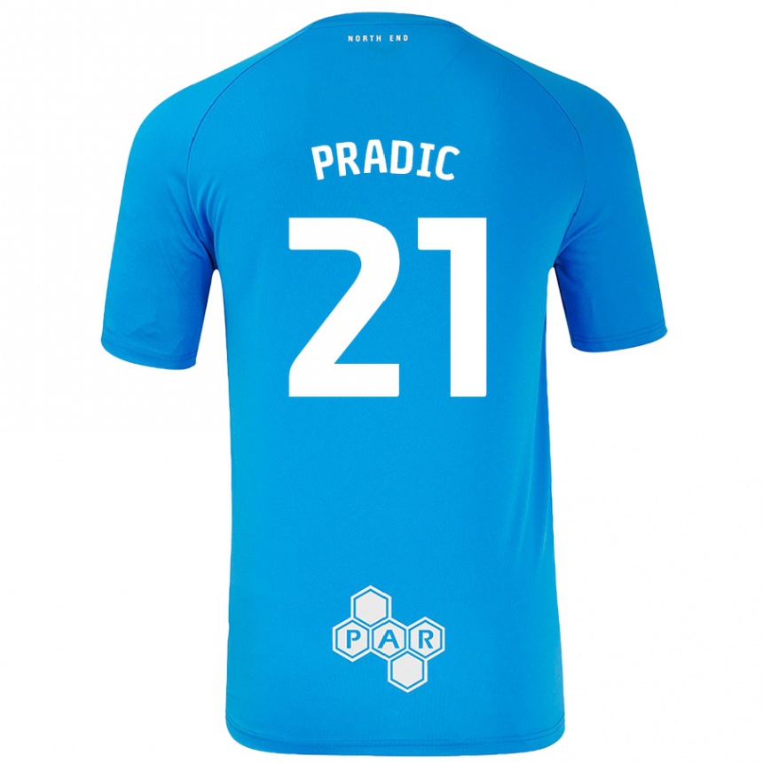 Kids Football James Pradic #21 Sky Blue Away Jersey 2024/25 T-Shirt Australia