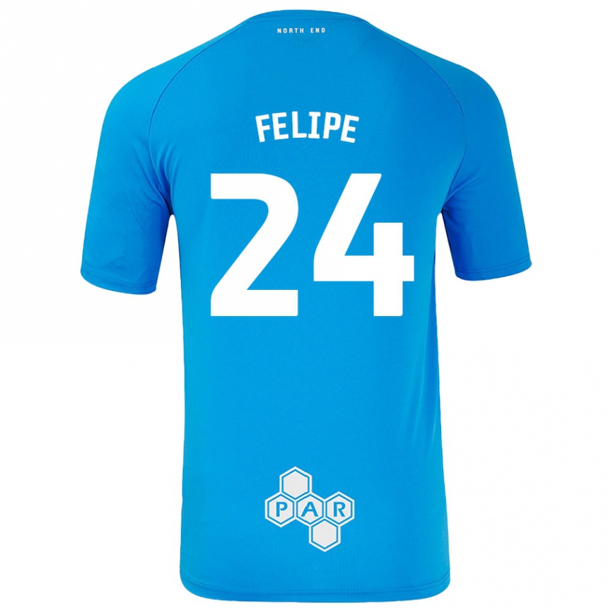 Kids Football Felipe #24 Sky Blue Away Jersey 2024/25 T-Shirt Australia