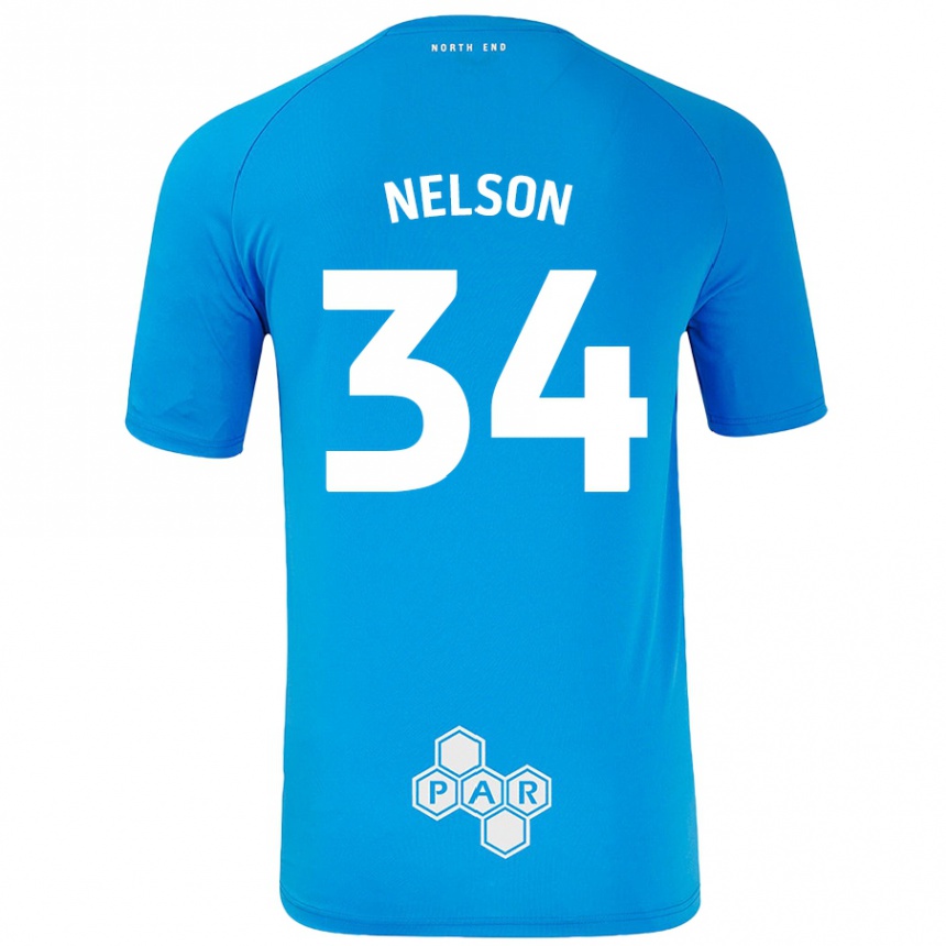 Kids Football Kitt Nelson #34 Sky Blue Away Jersey 2024/25 T-Shirt Australia