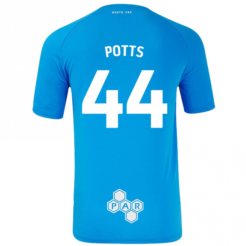 Kids Football Brad Potts #44 Sky Blue Away Jersey 2024/25 T-Shirt Australia