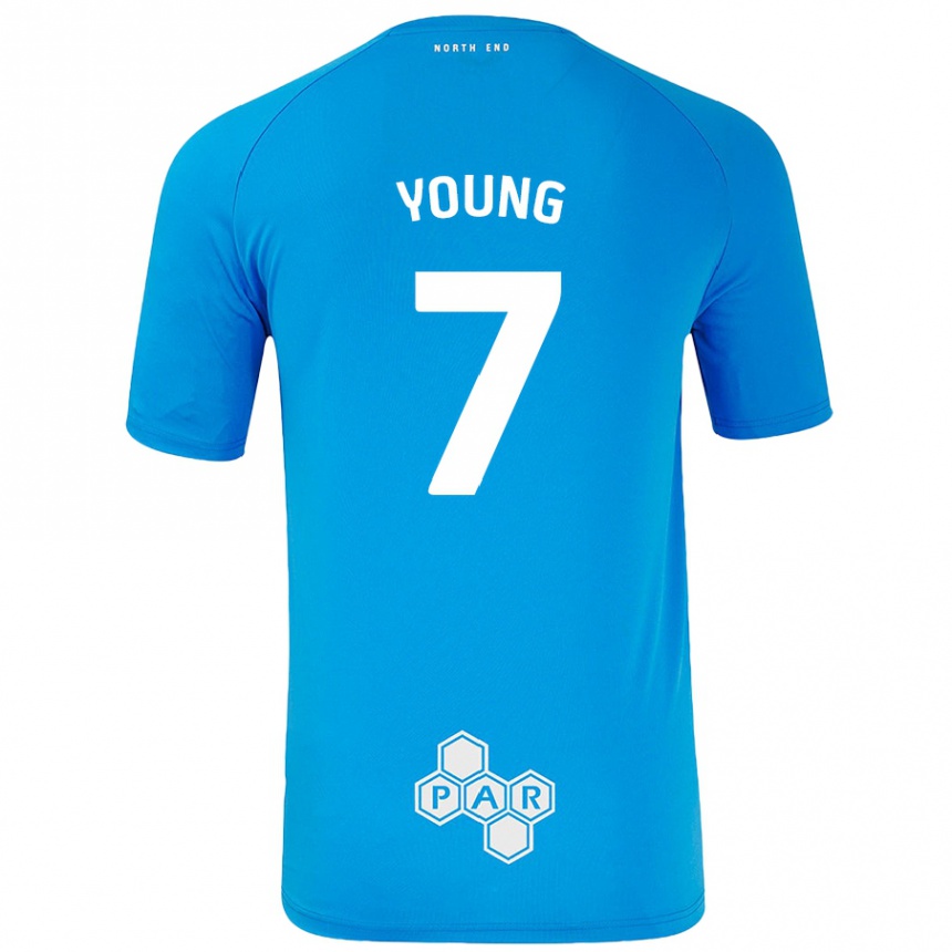 Kids Football Danielle Young #7 Sky Blue Away Jersey 2024/25 T-Shirt Australia