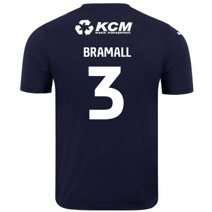 Kids Football Cohen Bramall #3 Navy Blue Away Jersey 2024/25 T-Shirt Australia