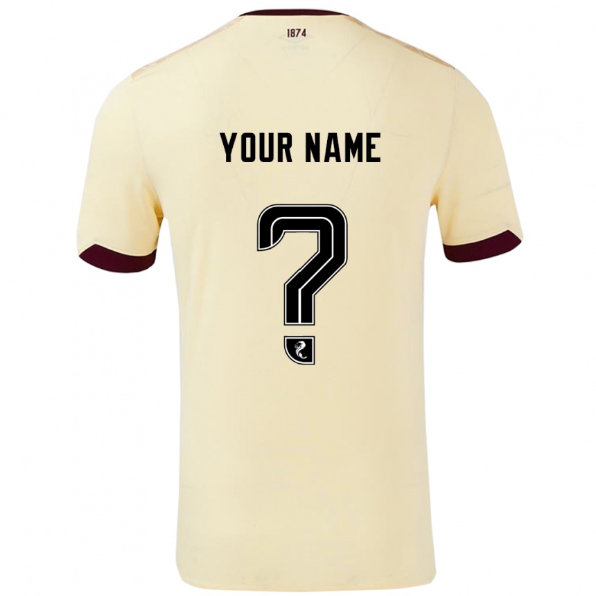 Kids Football Your Name #0 Cream Burgundy Away Jersey 2024/25 T-Shirt Australia